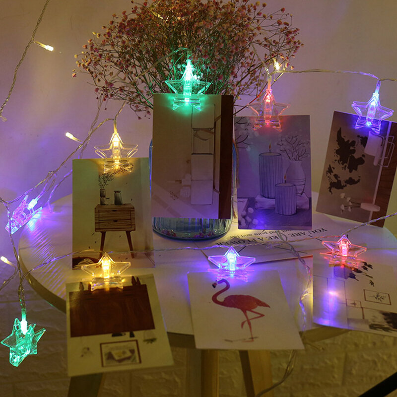 Guirnalda de luces LED con batería para decoración interior, Clip de foto de estrella, tarjeta de 1,5 M, 3M, 6M, para fiesta, Festival, boda, cumpleaños