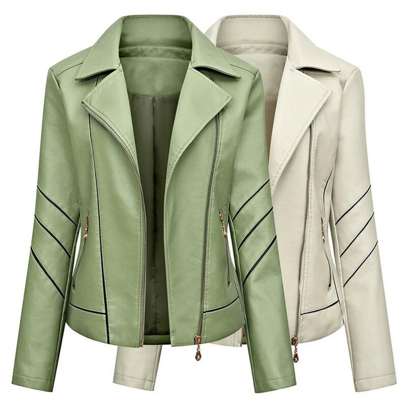 여성용 가죽 재킷, 단색, PU 가죽 코트, 레이디 재킷, 스트리트웨어, 라펠 레이디 코트, 조끼