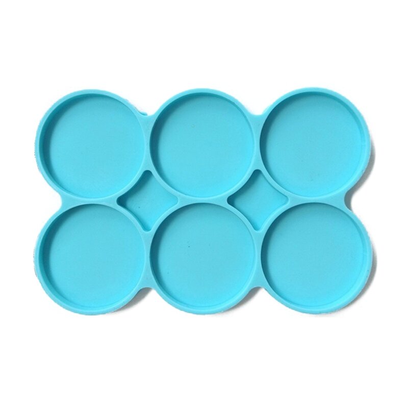 Moldes de silicone epóxi de resina para colar, conjunto de 6 peças, bandeja circular com buraco, pingente de colar