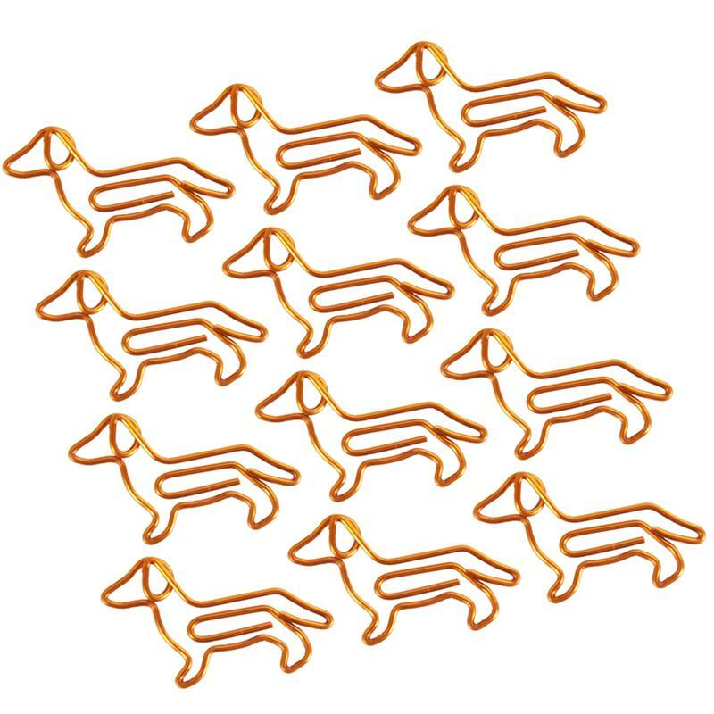 Clips de papel dorados de Dachshund, Clip de papel dorado de forma especial, personalización creativa de dibujos animados, naranja, 1 paquete