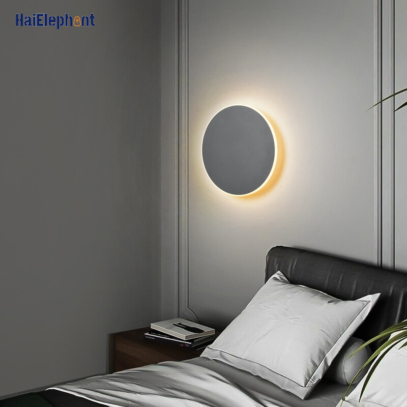 Interruptor de toque redondo led lâmpadas de parede para corredor quarto cabeceira iluminação interior luminárias de corredor moderno