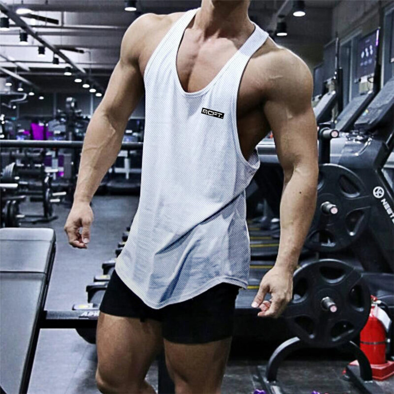 Otot Orang Baru Mesh Men 'S Tank Top Kasual Olahraga Workout Pria Singlet Gym Kebugaran Pakaian Binaraga Rompi Tanpa Lengan Rompi