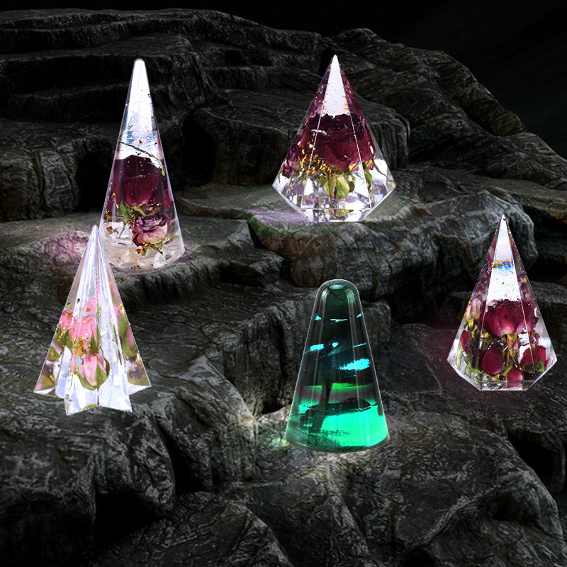 8 Model Cincin Penyangga Kerucut Resin Cetakan Piramida Silikon Cetakan untuk Resin Pengecoran DIY Perhiasan Cincin Tampilan Berdiri Lilin Membuat Kerajinan