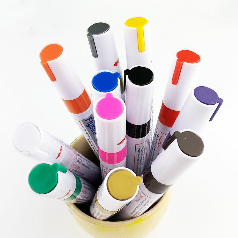 Stylo marqueur 12 couleurs, blanc, caoutchouc étanche, peinture permanente, fournitures scolaires, papeterie de bureau, 12 pièces/ensemble