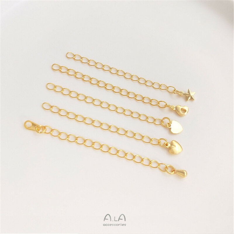 Catena di coda placcata in rame 14K18K catena di estensione in vero oro argento accessori per mani fai-da-te materiale braccialetto collana