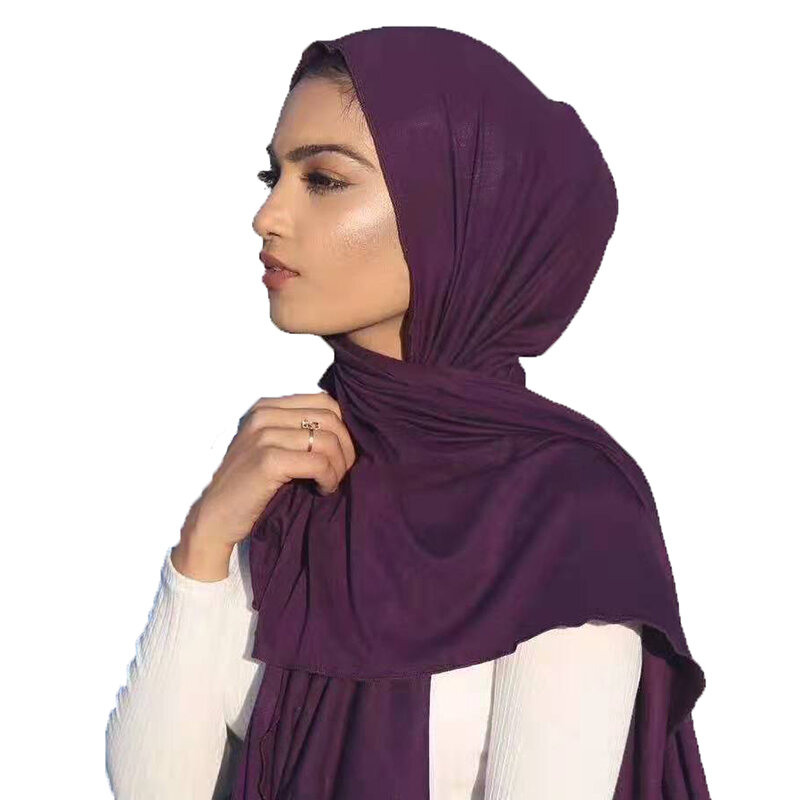 Modny modalny bawełniany Jersey hidżab szalik kobiety islamski afryka szale chustka z pałąkiem na głowę muzułmański zwykły miękki Turban głowy okłady