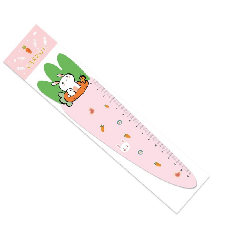 1 Pcs Cute 15cm Pink White Rabbit Carrot Soft Flexible Magnetic Straight Rulers For Drawing Measuring Ruler Student Stationery