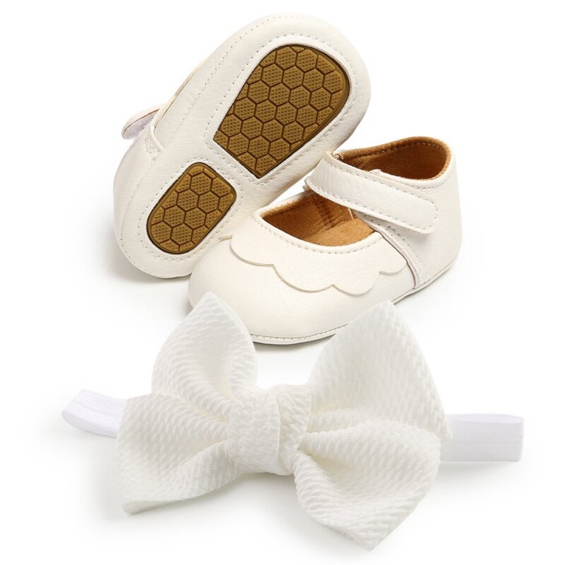 Paillettes scarpe per bambini in pelle bambino neonata primi camminatori set fascia fiocco nodo suola morbida gancio e anello scarpe Bling per ragazze