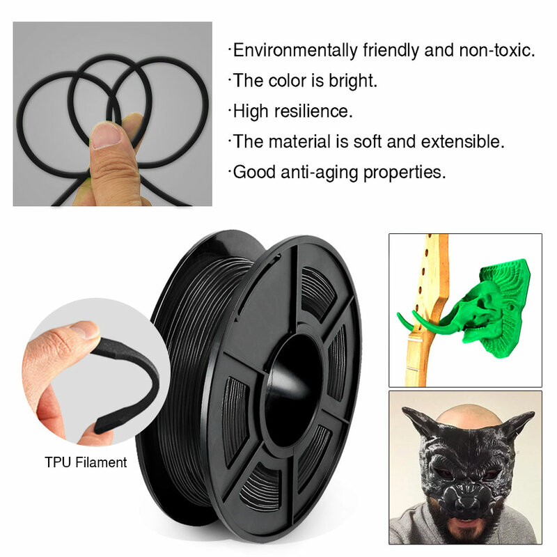 SUNLU TPU 95A Soft 3D Filament 1.75MM 0.5KG Odorless High Silience Good Anti-Aging Medical Supplies Printing Toys Shoes