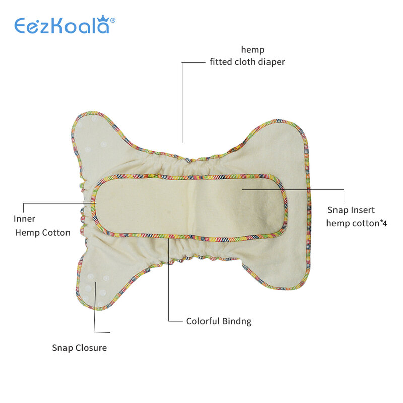 Eezkoala เป็นมิตรกับสิ่งแวดล้อม OS ผ้าไฮบริดผ้าอ้อมซักได้กลางคืน AIO & AI2ผ้าอ้อมเด็กซักได้กัญชาผ้าอ้อมผ้าฝ้าย