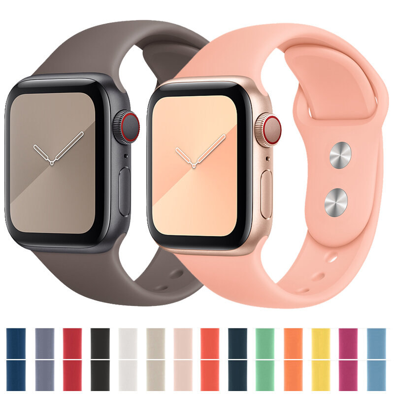 Correa de silicona para Apple Watch, Correa deportiva de 42mm y 38mm, pulsera Iwatch y Correa de 44mm/40mm, accesorios de reloj de pulsera