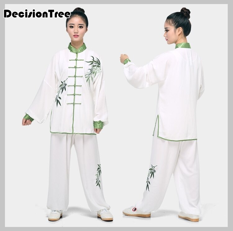 2023 martial arts set taiji kungfu clothes male female bamboo embroidery cotton long sleeve martial art uniform suit