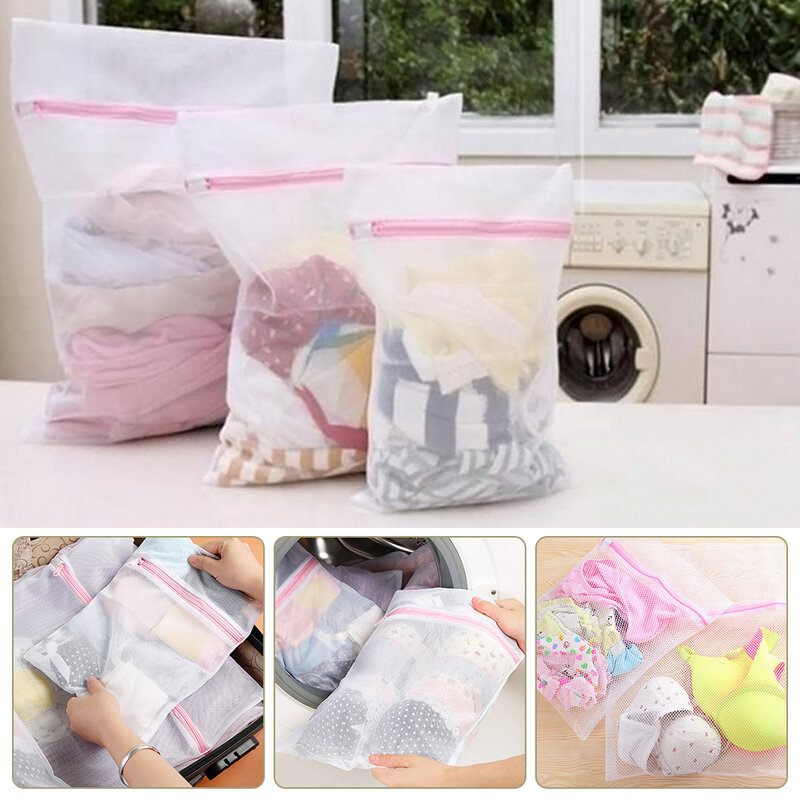 Clothes Washing Bag Laundry Bra Sheet Down Jackets Aid Lingerie Mesh Net Wash Bag Pouch Basket For Washing Machine 3 Sizes