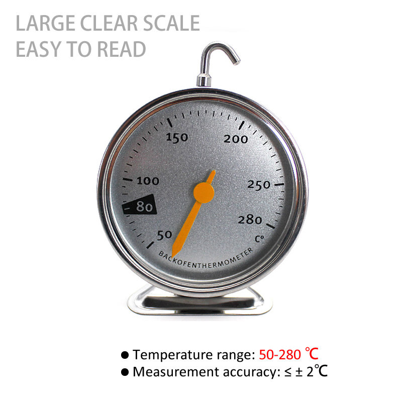 New Stainless Steel Oven Thermometer Hang Or Stand Large Dial Baking BBQ Cooking Meat Food Temperature Measurement