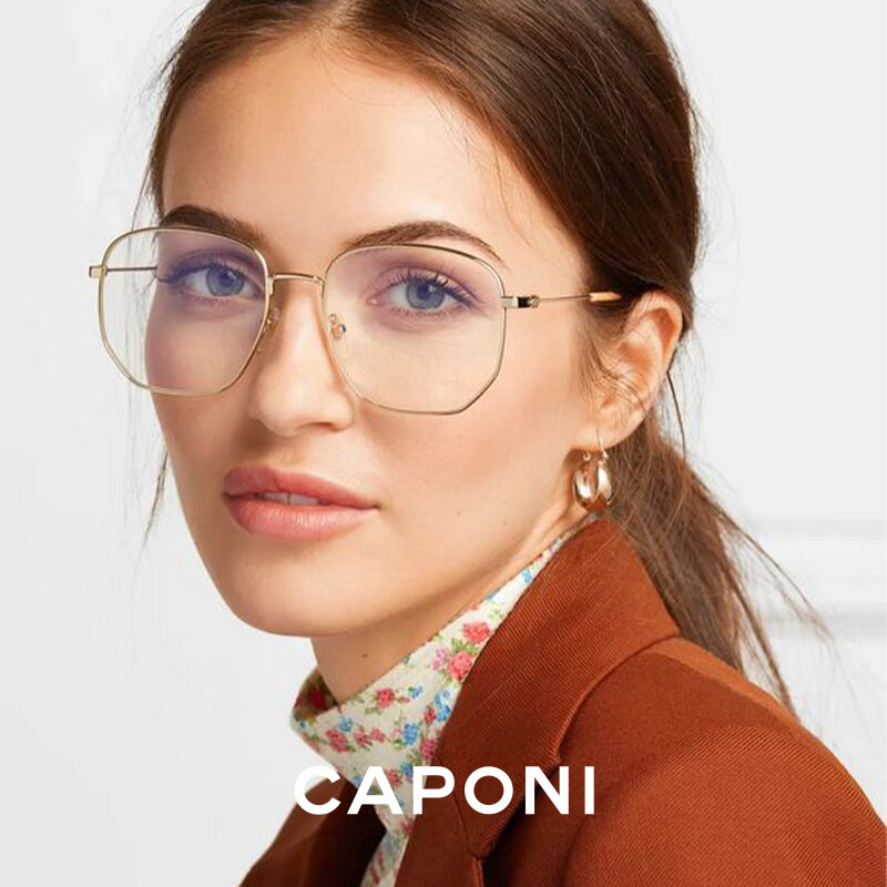 CAPONI – lunettes Anti-lumière bleue pour femmes, verres optiques d'ordinateur, Protection contre les rayons UV, sur Prescription personnalisée, JF396