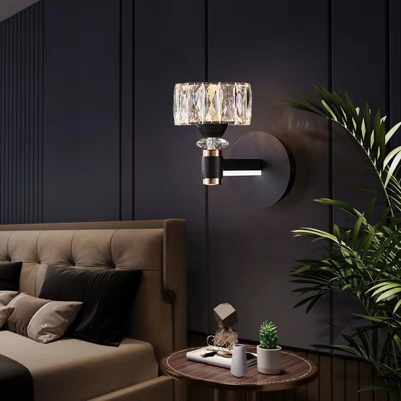 Luminária de parede de cristal, para quarto, sala de estar, sala de jantar, cabeceira, moderno, design de cristal, moderno, interno