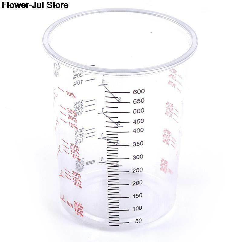 10Pcs Transparant Plastic Verf Mengen Cups Voor Nauwkeurige Mengen Van Verf En Vloeistoffen 600Ml School Laboratorium Cups Nieuw