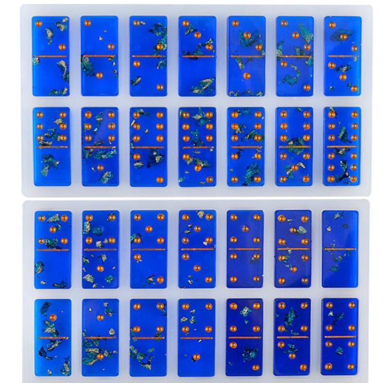 2 sztuk/zestaw Pai Gow Domino żywica silikonowe formy do DIY przezroczysta żywica epoksydowa żywica formy lustrzany efekt odlewania formy gra sztuka z żywicy