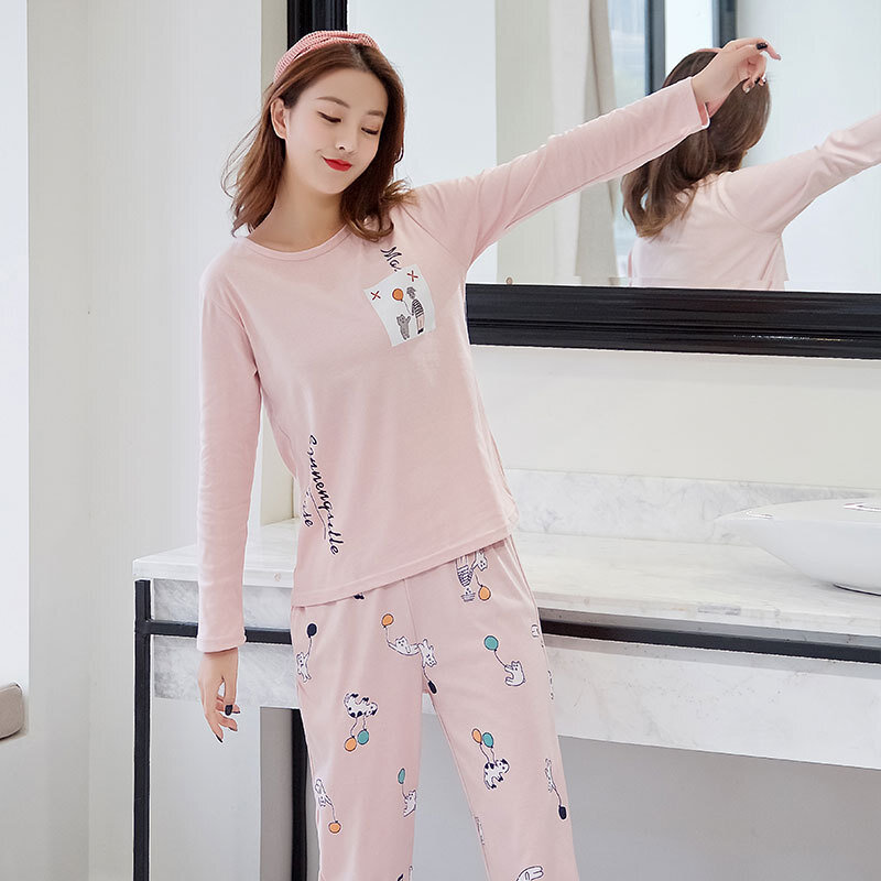 Lovely Cartoon Mickey Pajamas Pjs Ms Long Sleeve Thin Section Little Bear Fresh  Outfit Nightgown Outer Wear Leisure Tracksuit