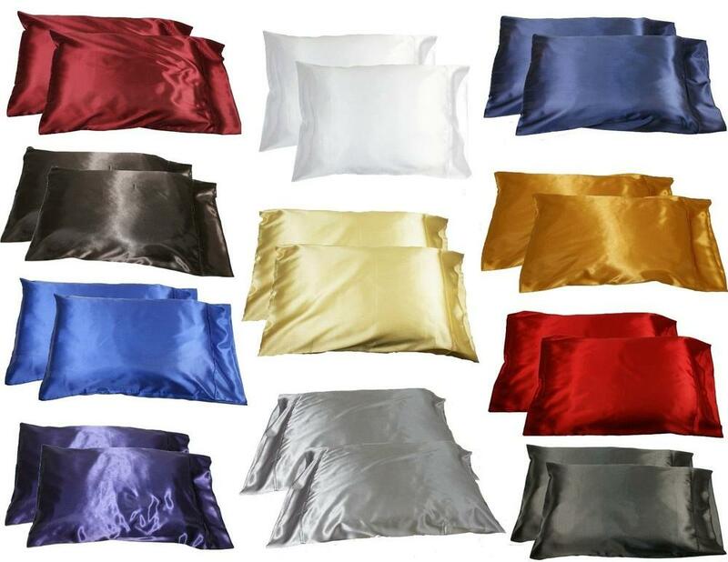 Funda de almohada de satén Queen/Standard Silk ~ y, varios colores, nueva, 1 ud.
