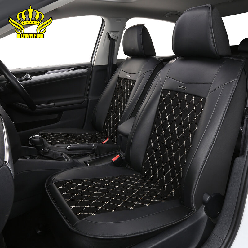 Cubierta universal de asiento de coche, funda de cuero PU de gamuza con patrón de diamante, se adapta a la mayoría de coches de lujo, gama alta, para interiores