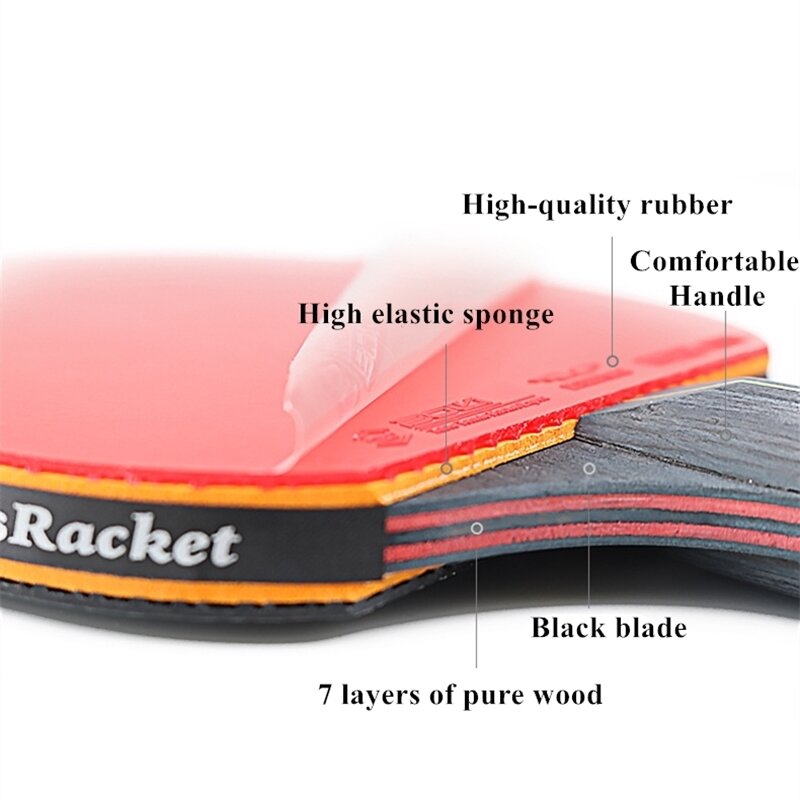 2PCS Professionelle 6 Sterne Tischtennis Schläger Ping Pong Schläger Set Pickel-in Gummi Hight Qualität Klinge Bat paddle mit Tasche
