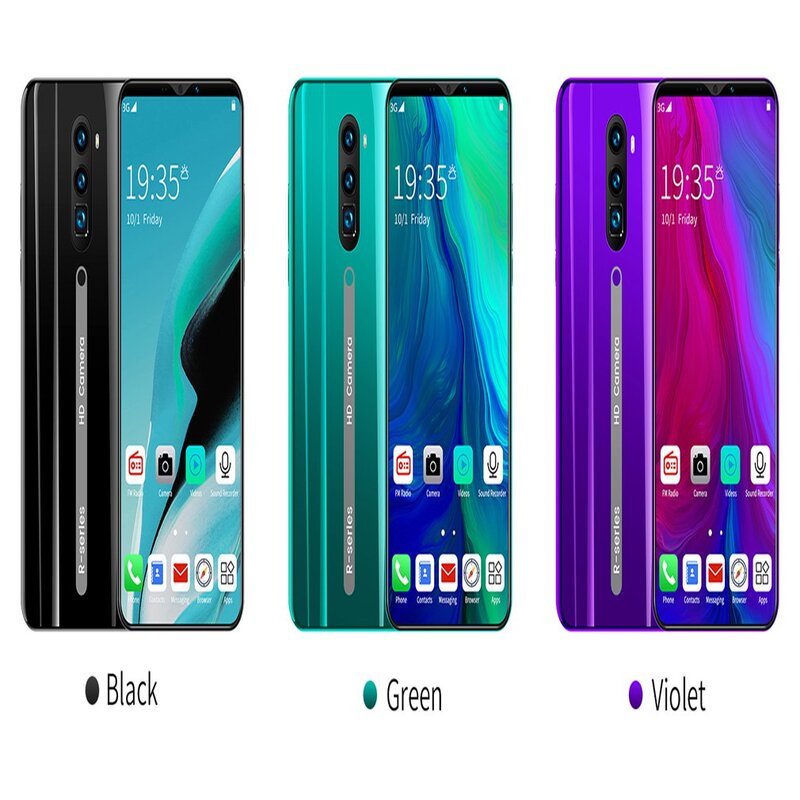 Rino3 Pro, pantalla de 5,8 pulgadas, teléfono Android, pantalla de gota de agua púrpura, teléfono inteligente, Color sólido, teléfono móvil, forma moderna