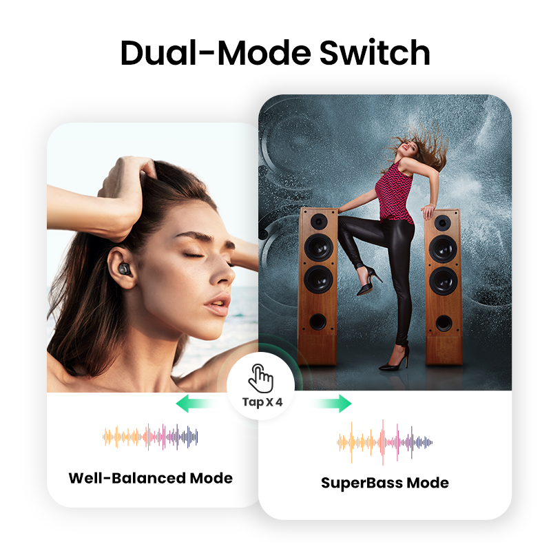 UGREEN-auriculares inalámbricos con Bluetooth 5,0, dispositivo Qualcomm aptX, estéreo, Supergraves, 27H de tiempo de reproducción, 2 modos