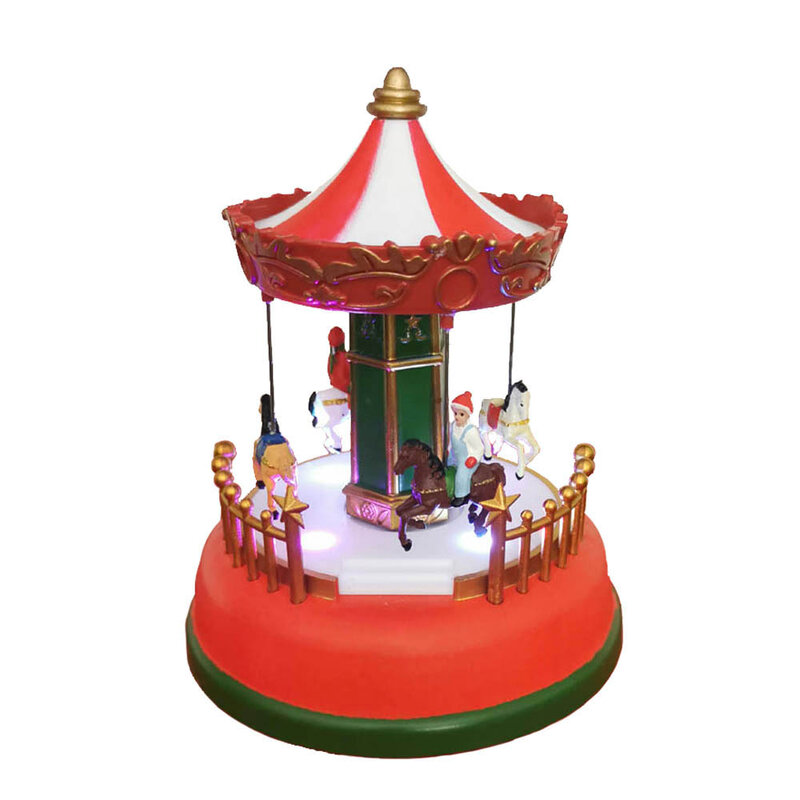 innodept12 Illuminated Village Collection Carnival Village - Animated Ferris Wheel Christmas Scene with LED Lights