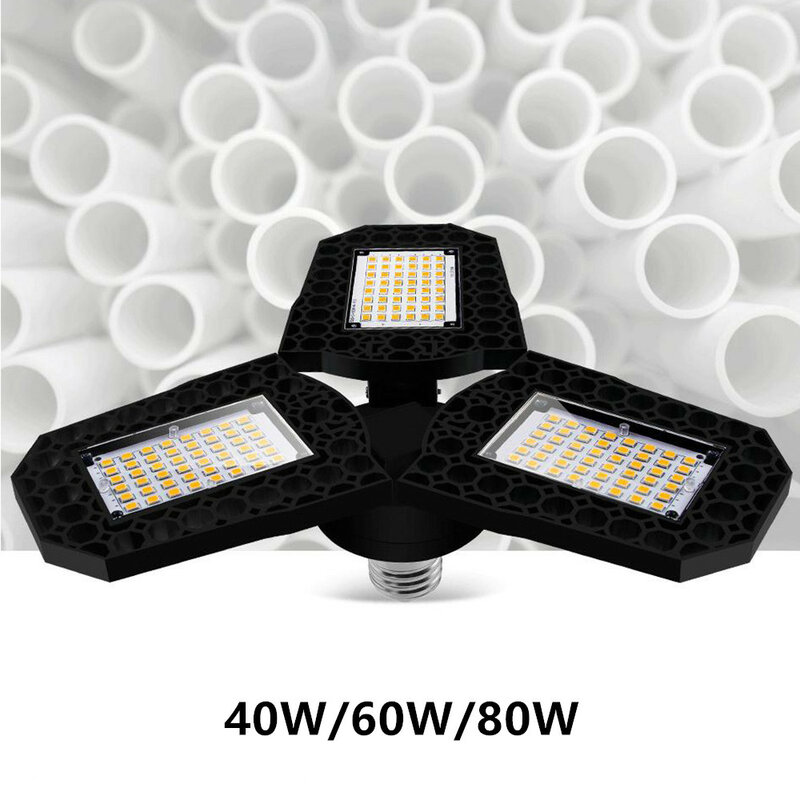 40W/60W/80W Deformable Garage LED Light Ultrabright Workshop E27 Ceiling Lamp Moving The Led Head