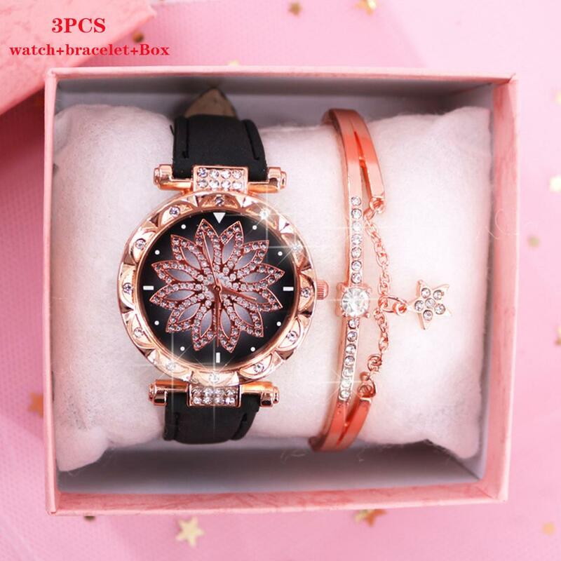 2020 Ladies Wrist Watch Bracelet Set For Women Watches Luxury Quartz Wristwatches Relogio Feminino Diamond Clock With Box
