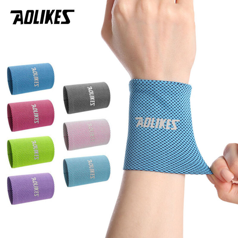 Aolikes 1Pc Pols Brace Ondersteuning Ademende Ice Cooling Tennis Polsband Wrap Sport Zweetband Voor Gym Yoga Zweet Band