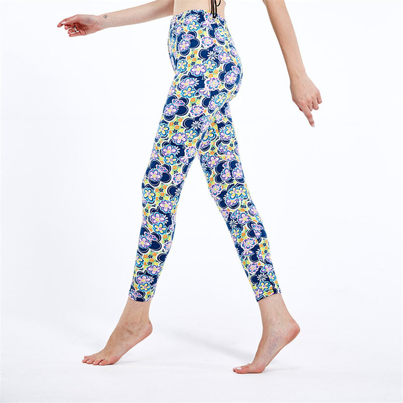 VISNXGI ผู้หญิงฤดูใบไม้ร่วงเสื้อผ้าพิมพ์ Legging การออกกำลังกายยืดหยุ่นดอกไม้ลายสูงเอวกางเกง Push Up ฟิตเนสออกกำลังกายด้านล่าง