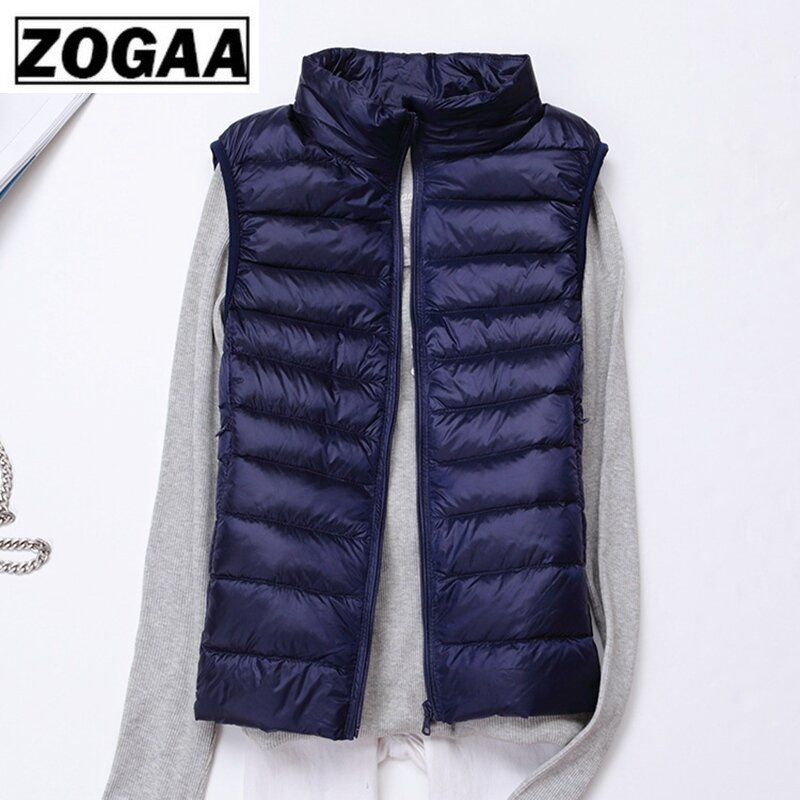 Zogaa брендовый женский зимний жилет из хлопка без рукавов, женские куртки, 12 цветов, Сверхлегкий пуховик, пуховый жилет, верхняя одежда, тепло...