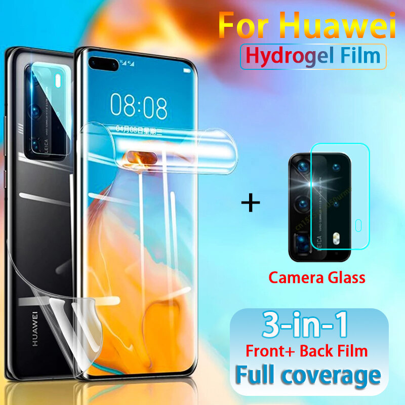 3in1 For Huawei P30 Pro P40 P20 Lite P50 Pro Full Cover Screen Protector For Mate 40 30 20 Lite Pro P Smart Z Y6 2019 Film