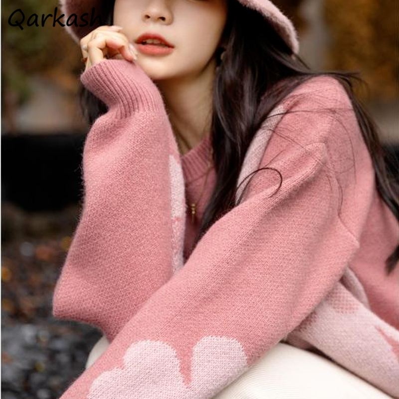 Swetry damskie styl Preppy Baggy główna ulica kobiece estetyczne piękny sweter odzież Basic jesień Ins nowa kolekcja Harajuku