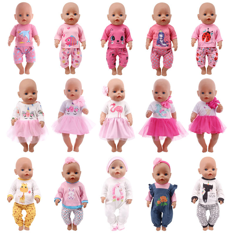 Pop Baby Kleding Eenhoorn Kittys Jurk Fit 18 Inch Amerikaanse & 43 Cm Reborn Pasgeboren Baby Pop Og Meisje pop Rusland Diy Gift 'S Speelgoed