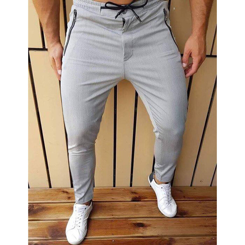 Nova marca de moda primavera cor sólida calças casuais dos homens em linha reta drawstring calças de alta qualidade para o homem formal de negócios design