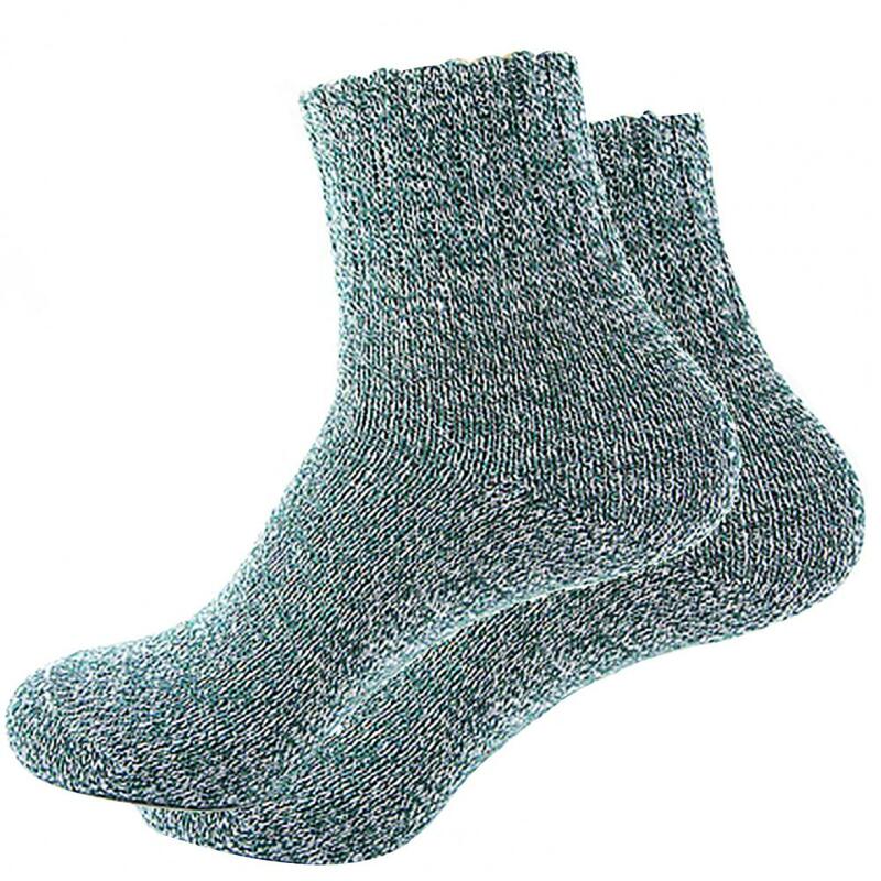 2 Pairs Women Winter Thicken Warm Soft  Woolen Yarn Solid Color Sports Socks