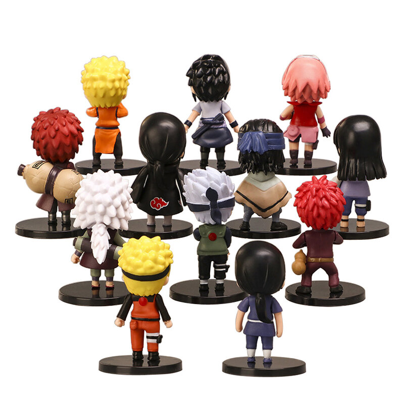 Naruto Shippuden Figura Anime para Crianças, Hinata, Sasuke, Itachi, Kakashi, Gaara, Figura Anime, Figuras de PVC, Brinquedos, Bonecas, Presente Quente, Conjunto de 12Pc