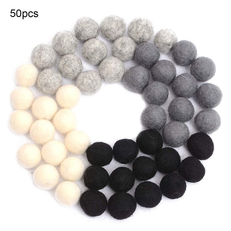 50 buah 2cm kain wol bola bulat berbulu lembut bola Pompom 100% wol DIY buatan tangan kerajinan Pom warna campuran hadiah buatan tangan grosir