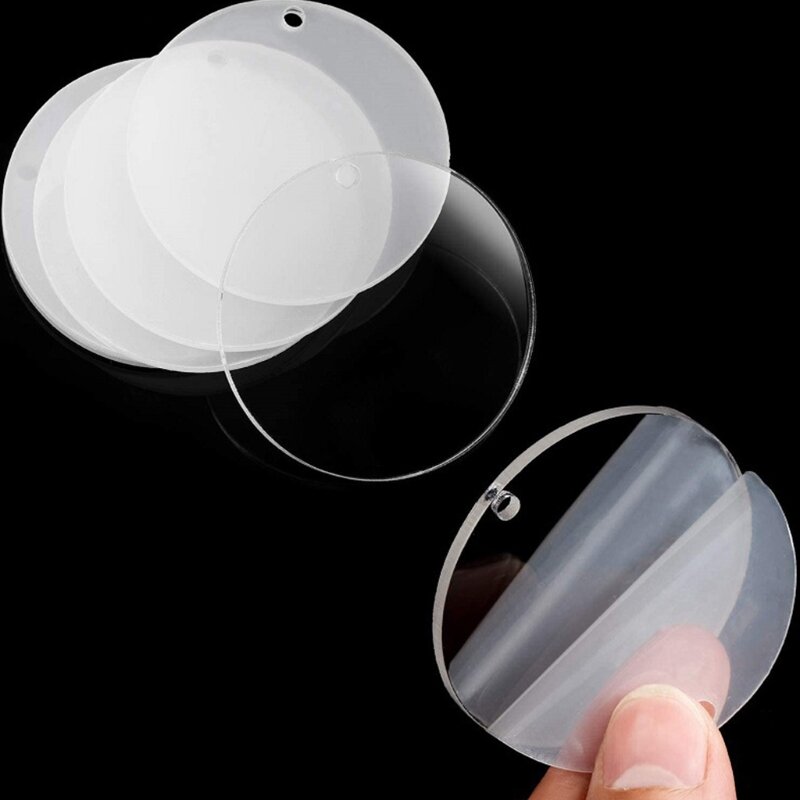 1 Set Acrylic Transparent Circle Discs Set Bags Decor Key Chains Clear Round Acrylic Keychain Blanks DIY Supplies Accessories