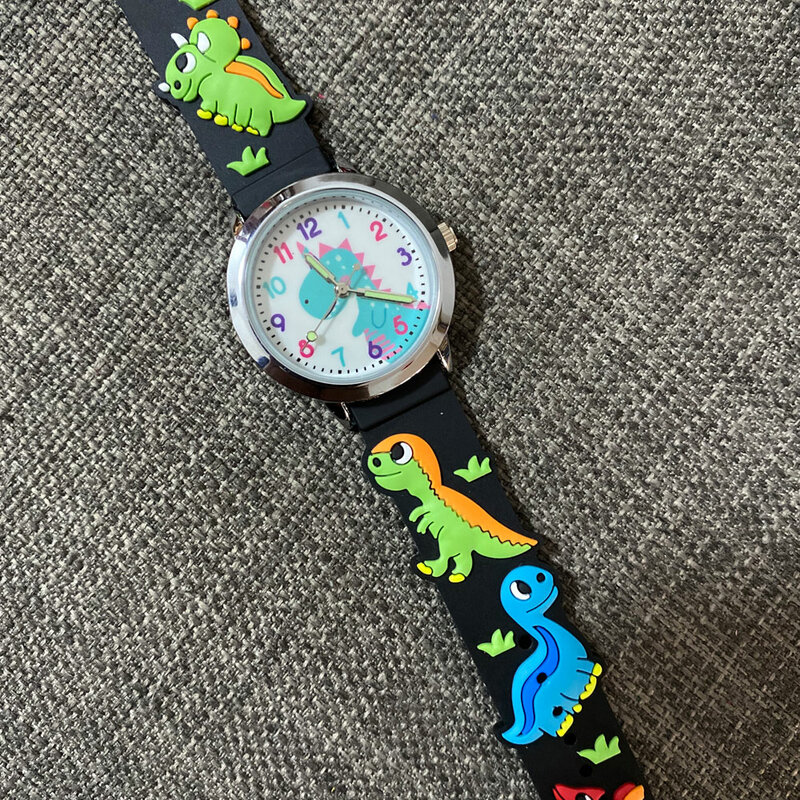 2021 Casual zegarek dla dzieci zegarki dziewczyny chłopcy jak mały dinozaur mozaika kreskówkowa Luminous Student zegar sportowy Relojes