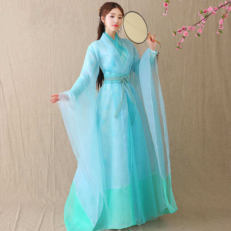 Китайское древнее платье для женщин, элегантное сказочное платье для танцев, древнее Китайский традиционный ханьфу платье