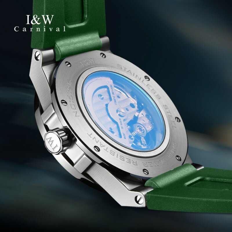 Мужские часы-скелетоны, швейцарские часы I & W MIYOTA Move Мужские автоматические часы с сапфировым стеклом, светящиеся водонепроницаемые до 50 м, новинка 2022