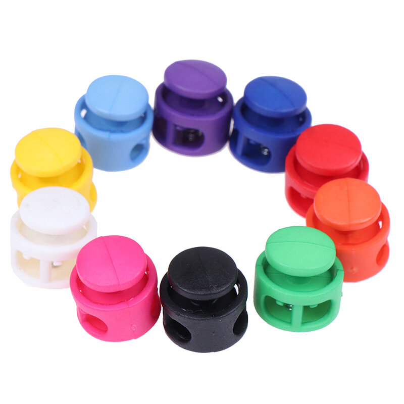 10pcs Plastic Paracord Cord Lock Clamp 2 Hole Toggle Clip Stopper Shoelace Cord Buckles Bag Parts Accessories 16.5 x 16.5mm