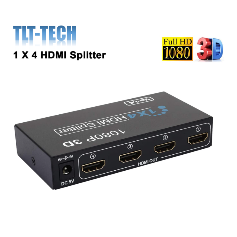 Divisor HDMI 1 en 4 Out 4K Metal HDMI Video Splitter compatible con 3D 4K 30Hz Full Ultra HD 1080P para Xbox PS3/4 HDTV