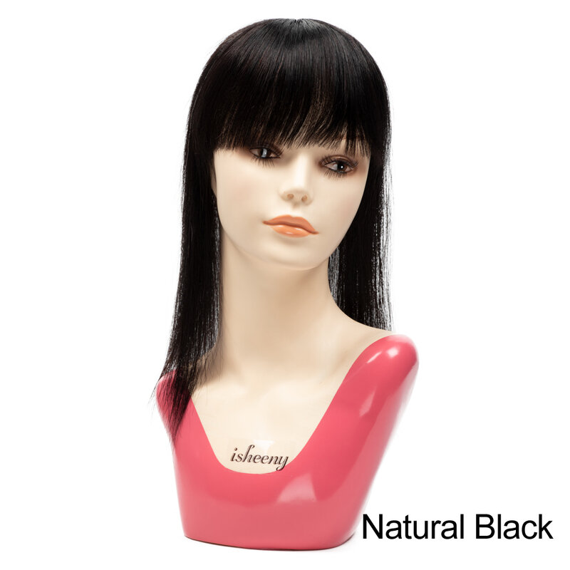 Клиренс 6 "-10" человеческие волосы частей 12x1 2 см женский парик Клип В волосы Топпер парик натуральный черный коричневый цвет настоящие человеческие волосы