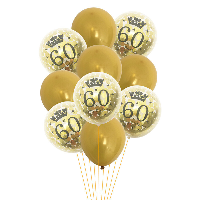 Globos de confeti de látex para adultos, suministros de decoración para fiesta de cumpleaños, 18, 30, 40 y 60 años, 10 Uds.