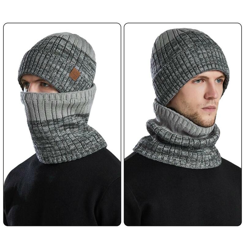 Ensemble bonnet et écharpe d'hiver pour homme et femme, tricot chaud et épais